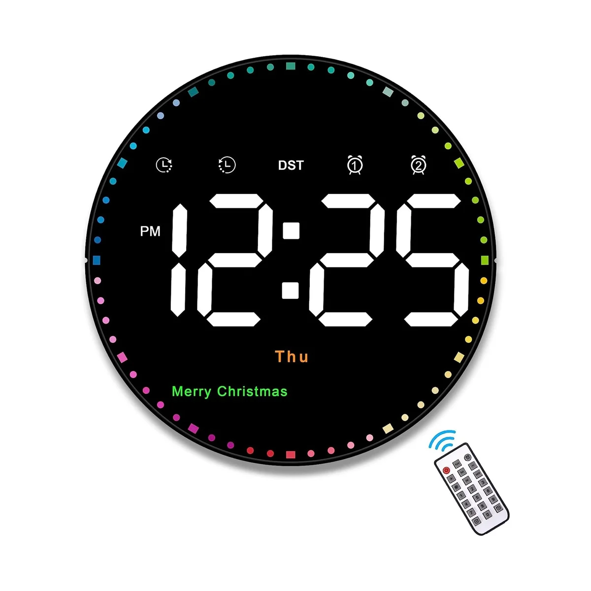 

Цифровые настенные часы с дистанционным управлением, 10-дюймовые яркие динамические часы с отображением времени, даты, температуры, недели