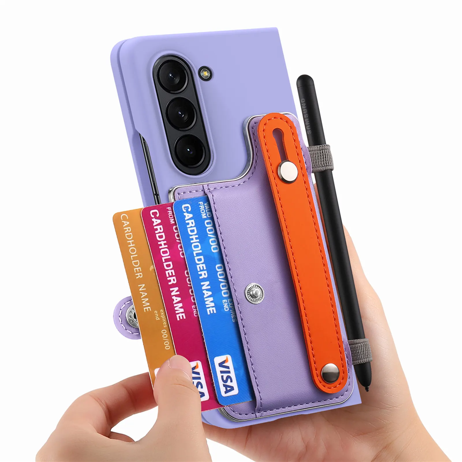 

For Samsung Fold 5 Full Protection Card Slot Coque Case for Samsung Galaxy Z Fold 5 Fold5 Tempered Glass Film Folding Cover