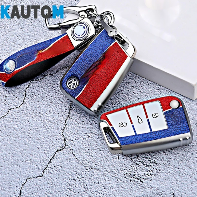 

Car High-end Key Bag Case Use For Volkswagen Tayron Golf 7 Bora Lamando Teramont X Tharu T-ROC Lavida