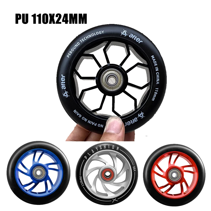 

PU wheel 110 × 24mm is applicable to extreme Kick scooter aluminum alloy with high strength and wear resistance 1pcs