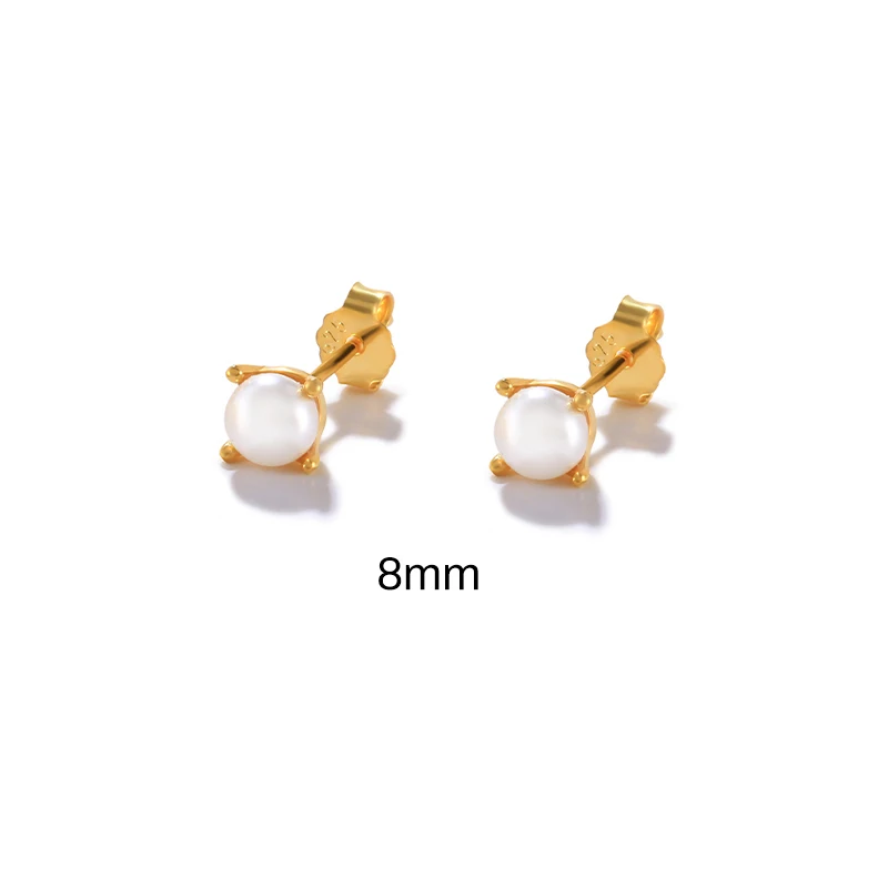 

CANNER 4 5 6 8mm Pearl 925 Sterling Silver Earring For Women Stud Earrings Piercing Oreille 18K Gold Fine Jewelry Mom Gift