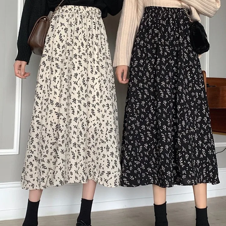 

Retro Woman Skirts Summer Casual A-line Long Skirt Solid Color Elastic High Waist Maxi Skirt Casual Korean Style Skirt for Women