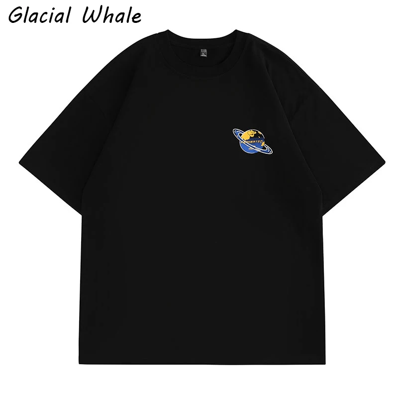 

GlacialWhale Mens Oversized T-Shirt Men Summer New Print Hip Hop Anime Print Streetwear Harajuku Cotton Tee Black Shirt For Men