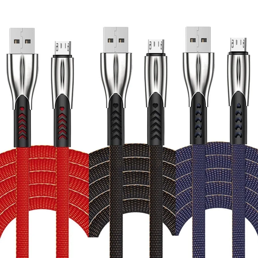 

Micro USB Дата-кабель из цинкового сплава 3A Быстрая зарядка тканевые нейлоновые металлические кабели для Samsung Huawei Xiaomi Redmi 1 м 3 фута