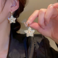 2022 new arrival bling bling crystal star pendant earrings for women party accessories korean pentagram boucle oreille femme