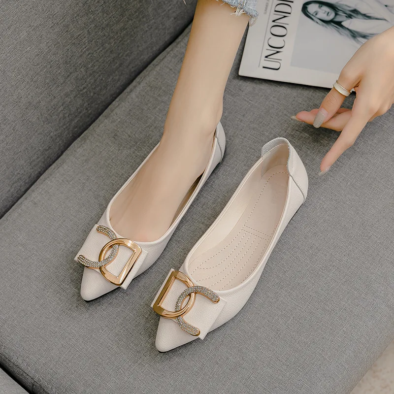 

Spring Summer New Pointed Toe Flats Women Shoes Rhinestones Casual Office and Career Loafers Women Versatile Lightweight Shoes