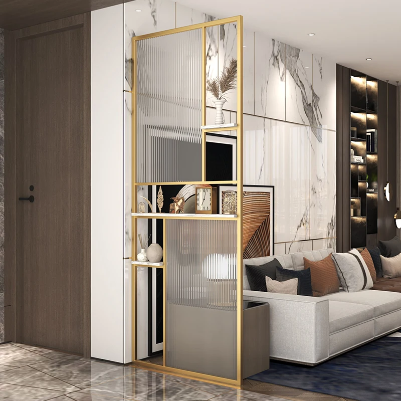 

Luxury living room light glass screen entrance to the dining room