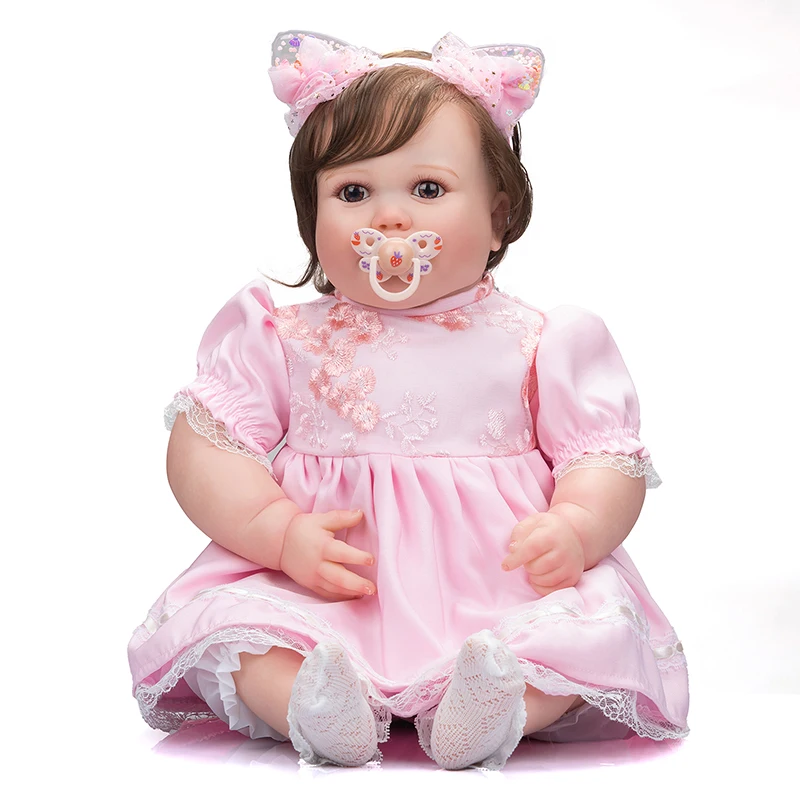 

60CM Huge Doll Real Baby Size Reborn Princess Girl Awake Lifelike 3D Painting with Visible Veins Collectible Art Doll
