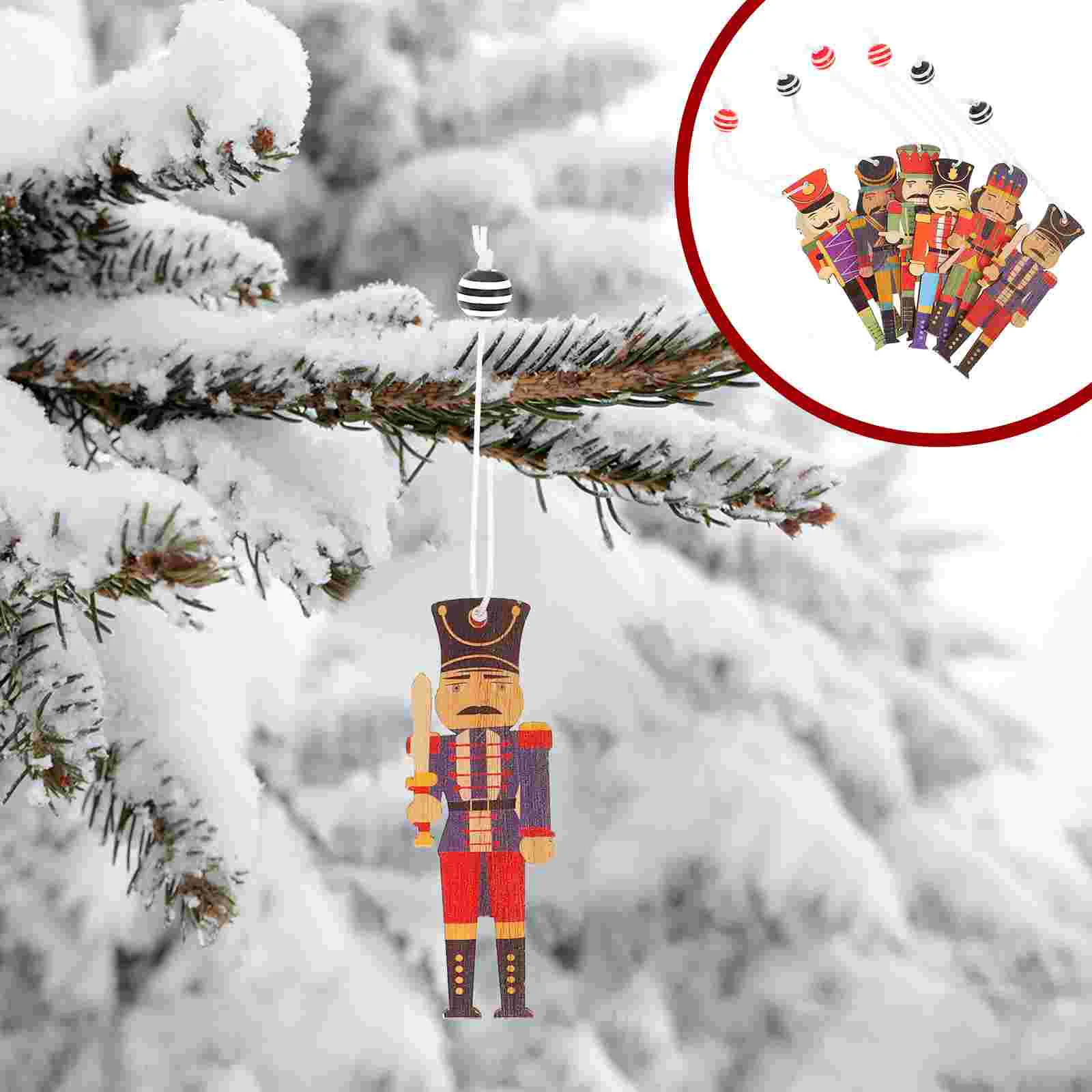 

Christmas Nutcracker Wooden Pendantsoldiers Figures Festival Hanging Slices Soldier Colored Decorative Decor Xmas Tree