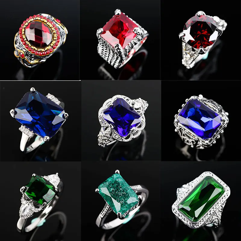 

Artificial Women's Ring Gemstone Zircon Classic Luxury Rings Aesthatic Vintage Bohemian Party Jewelry Gift Wholesale 2021 New