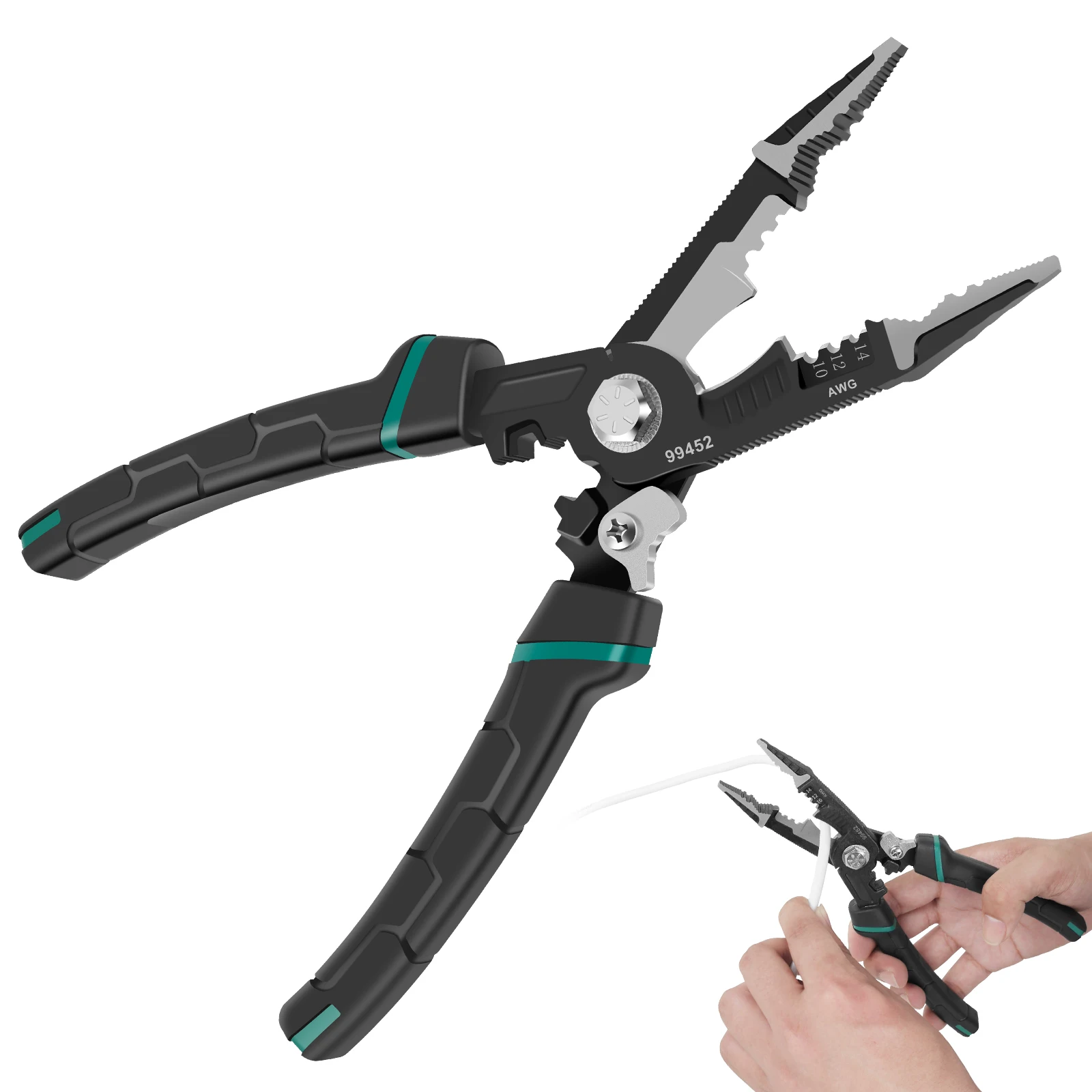 

Wire Stripper Carbon Steel Wire Stripping Pliers Ergonomic Non-slip Wire Crimper Wire Stripping Cutting Crimping Deburring Tool