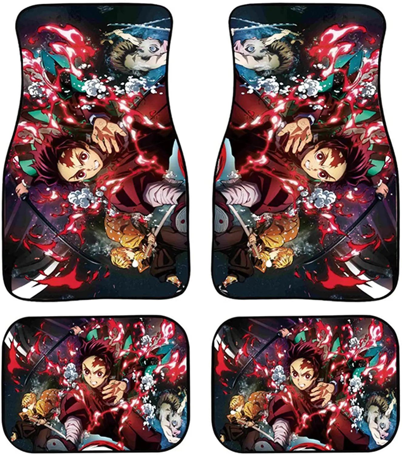 

All Weather Anime Demon Slayer Character Car Mats Accessories Interior 4 Pieces Unscented Car Mats