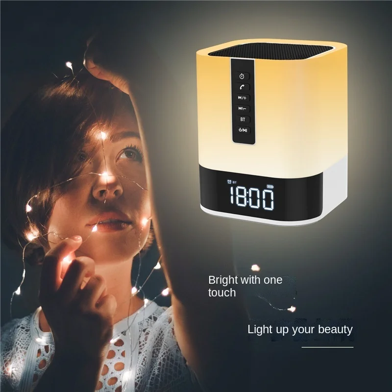 

New night light creative bedside atmosphere touch LED Night Light clock alarm clock wireless Bluetooth subwoofer sound