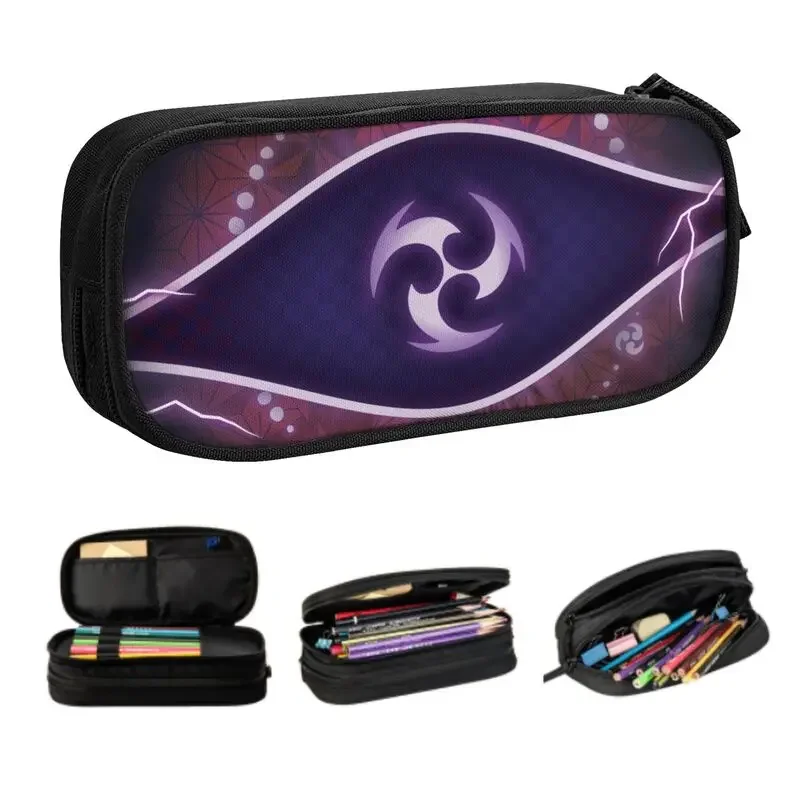 

Custom Genshin Impact Anime Game Cute Pencil Case Girls Boys Large Capacity Raiden Shogun Eternity Pencil Pouch School Supplies