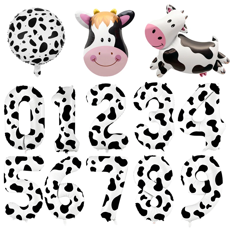 

40 Inch Cow Print Digital Balloons Happy Birthday Party Decorations Kids Adults Number Balloon Anniversary Party Baloon Ballons