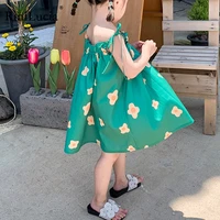 rinilucia baby girls dresses kids cute green sleeveless print poached egg a line slip dress summer princess dresses for girls