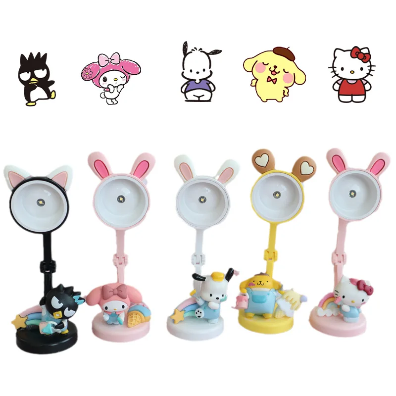 

Милая мультяшная настольная лампа для чтения HelloKittys MyMelody почтовый помпон Purins Милая аниме Sanrioed Складная лампа подарок для девочки