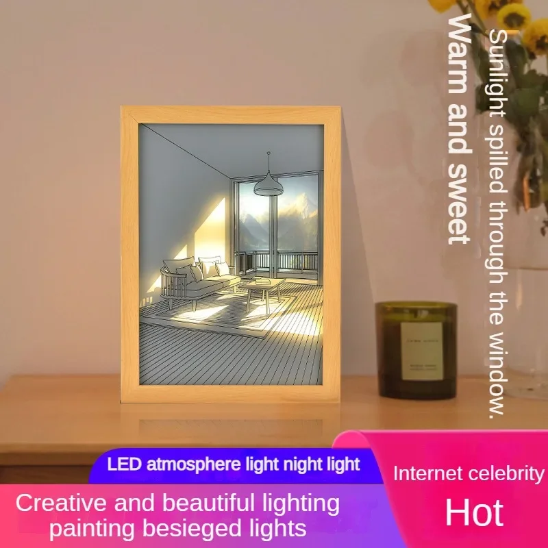 

Online Red Light Painting Tiktok The Same Creative Decorative Painting desktop Wall LED Atmosphere Light Decoration Night Lights