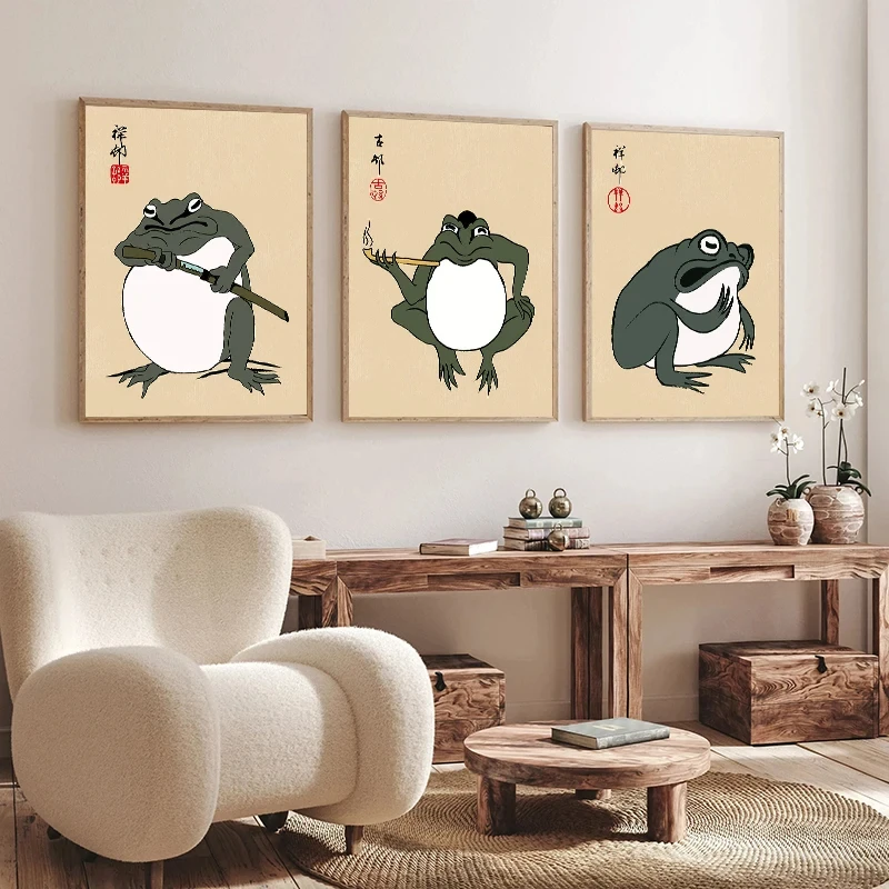 Японские наборы постеров с лягушкой печать на холсте настенное искусство