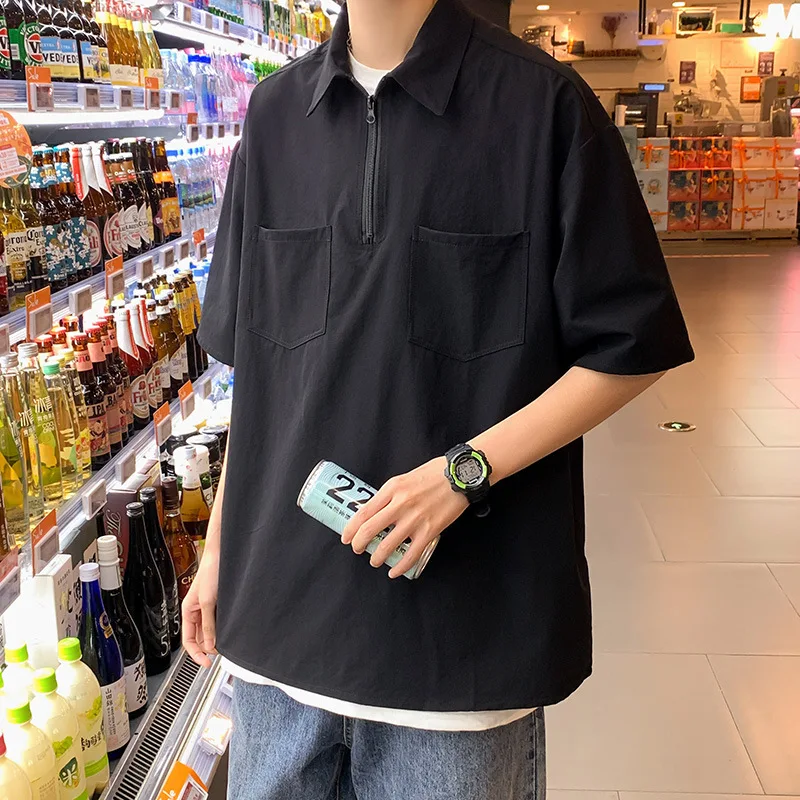

Polo Shirt Men's Summer 2022 New Ins Style Half Sleeve Zipper Fashion Short-Sleeved T-shirt Fashion Brand Loose Clothes