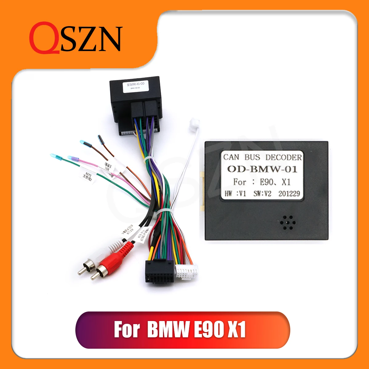 Купи QSZN Car radio Canbus Box Decoder For BMW E90 X1 Harness Wiring Cables 16PIN Wiring Harness Plug Power Cable Android за 197 рублей в магазине AliExpress