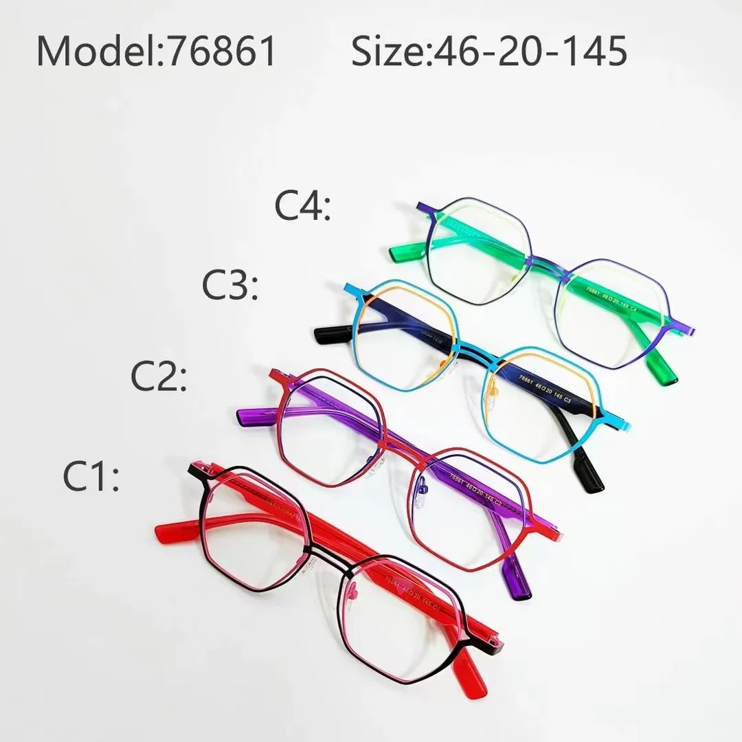 Belight Optical Pure Titanium Combine Color Full Rim Vintage Retro Glasses Prescription Lens Eyeglasses Frame Eyewear 76861