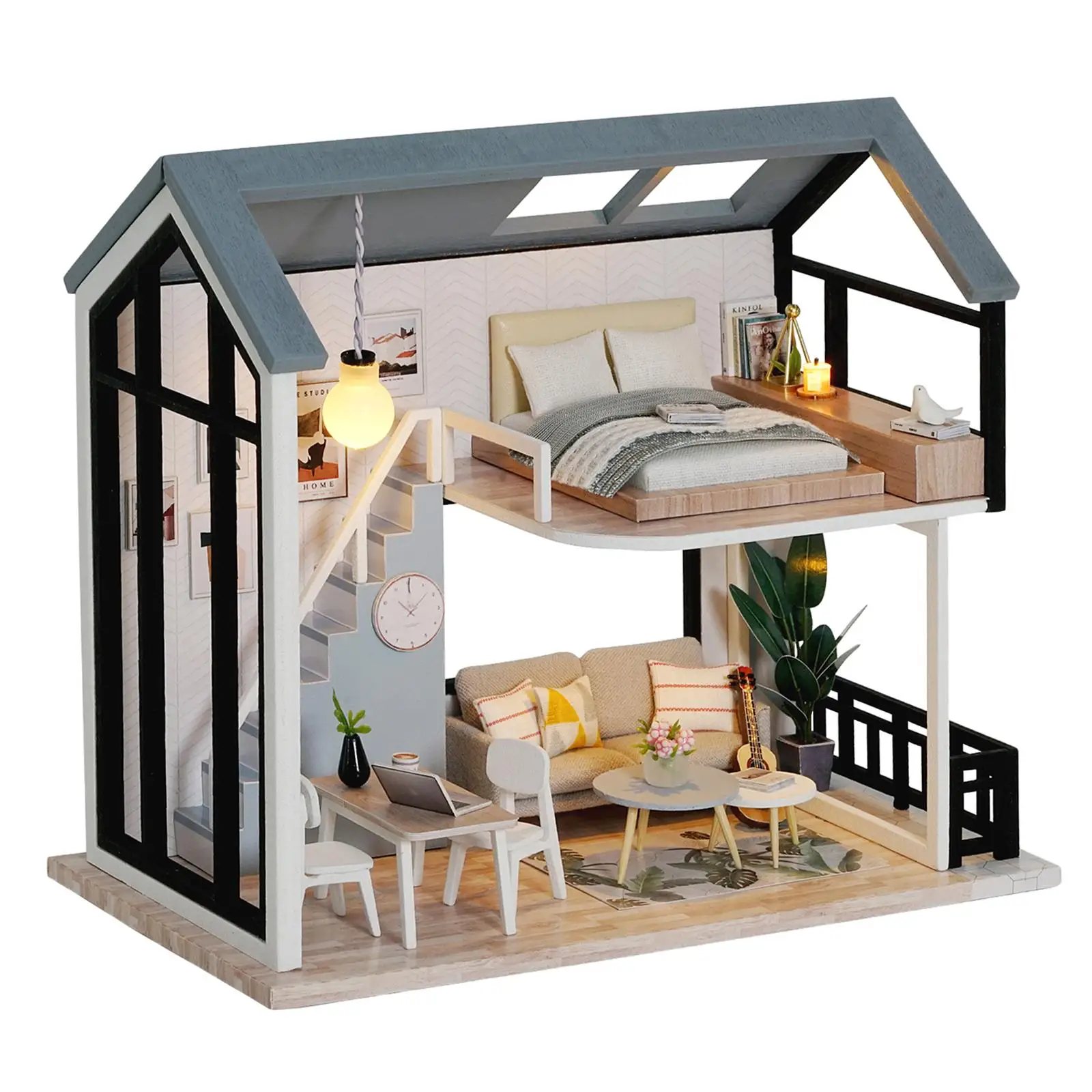 

2x 1/24 Scale DIY Doll House Wooden Miniature Dollhouse Furniture Kit