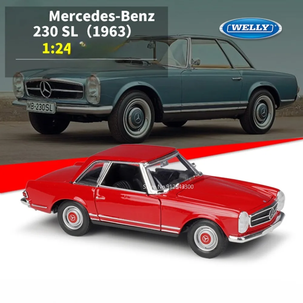 

Коллекция 1/24 года, модель игрушечного автомобиля Benz 1963 230SL, модель литая, имитация статического масштаба, металлическая модель автомобиля, игрушка для мальчика, фотоукрашение