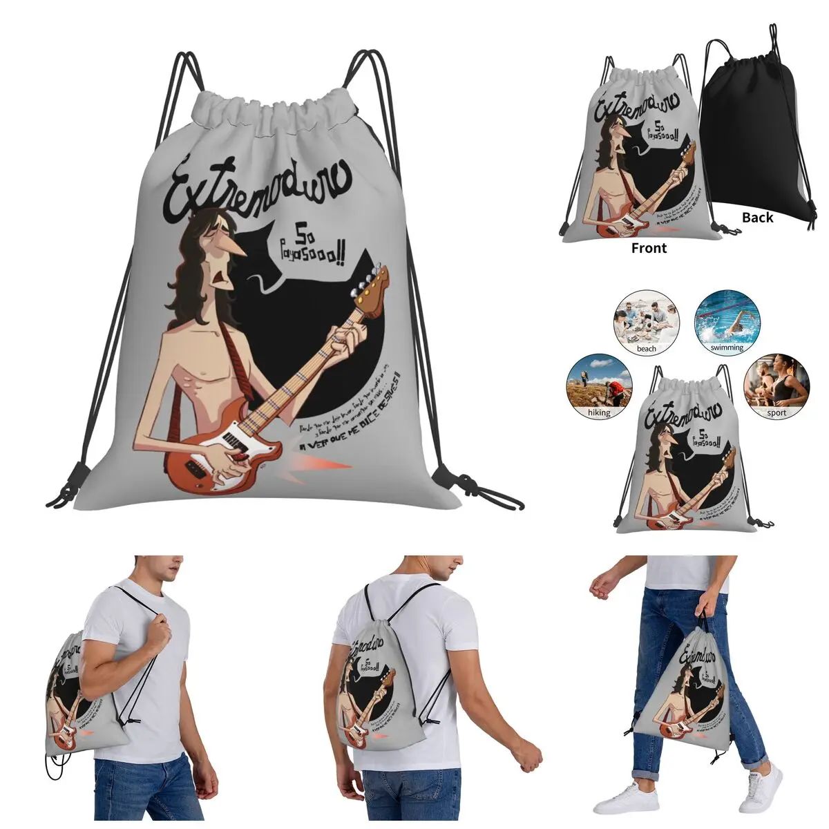 

VILLA -blog- Jordi Villaverde Extremoduro Drawstring Bags Gym Bag Unique Backpack Funny Vintage Knapsack