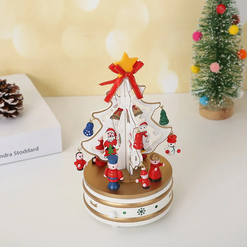 

Новинка 2022, Рождественская деревянная музыкальная шкатулка, рождественский подарок, креативная Рождественская елка, украшение снеговика в помещении
