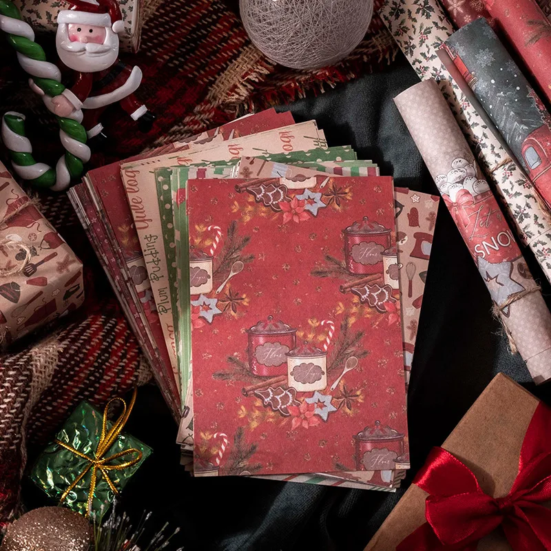 

50 pcsVintage Scrapbook Background Material Paper Merry Christmas Art Craft Supplies Decoration For Journaling Planner Gift Card