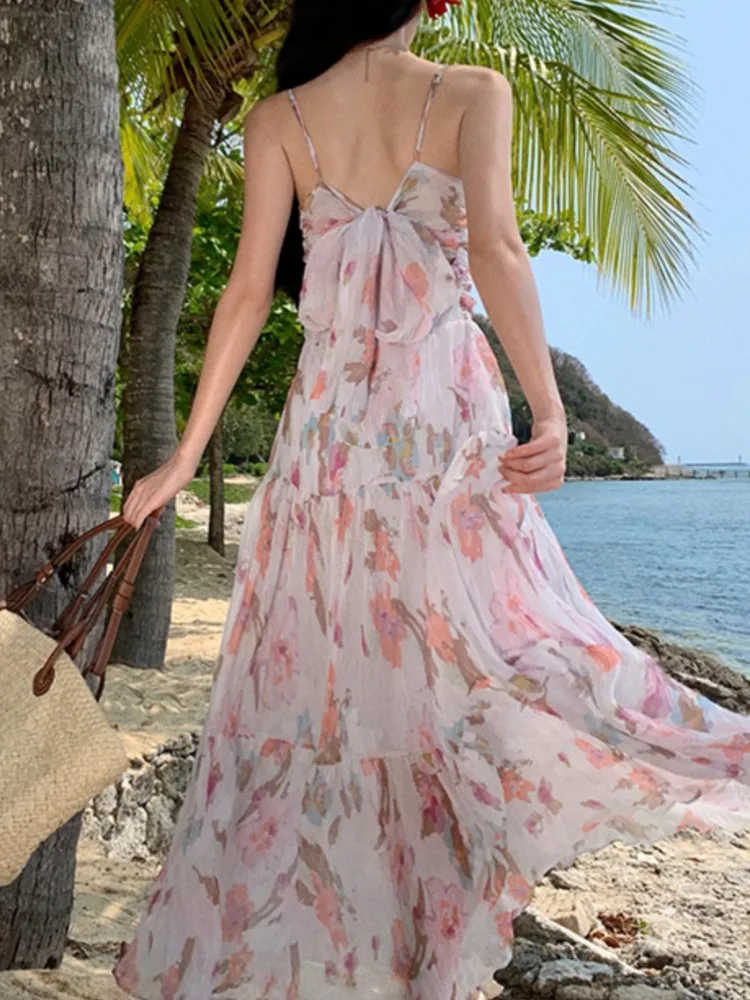 Платье женское на бретельках-спагетти Элегантное повседневное ТРАПЕЦИЕВИДНОЕ