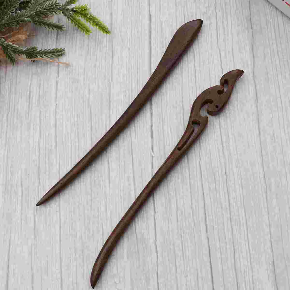 

2 PCS Hair Accessories Women Clips Vintage Hairpin Sandalwood Claw Bamboo Miss