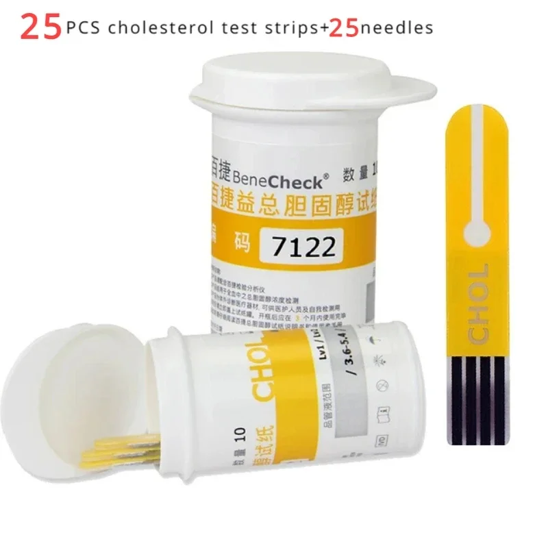 25 тест-полосок для холестерина. Тест-полоски BeneCheck.