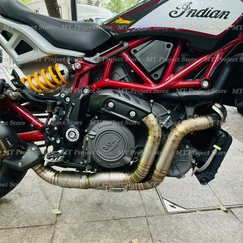 Фото Надевается для Indian FTR1200 FTR1200S FTR 1200 2018 2019 2020, выхлопная система мотоцикла, передняя средняя труба из титанового сплава №1
