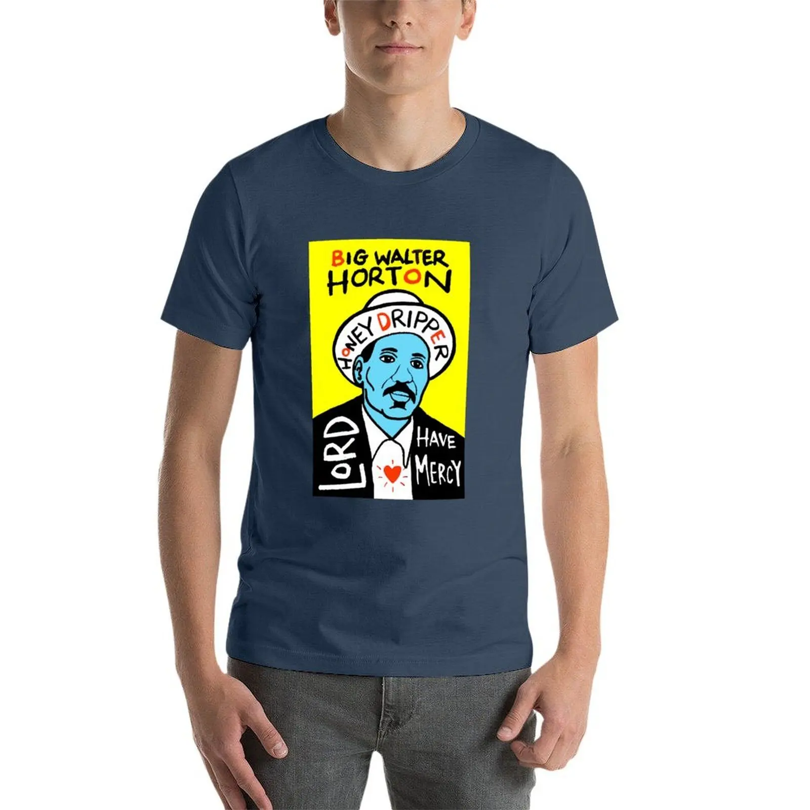 Фото Футболка Big Walter Horton Blues Folk Art, спортивный топ с короткими рукавами, спортивный крой №3