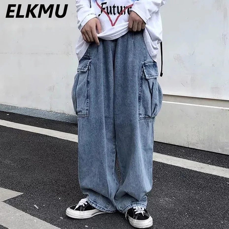 

2023 New Men Baggy Jeans Loose Denim Pants Streetwear Hip Hop Straight Cargo Jeans Black Blue Casual Wide Legs Jeans Trouser Man