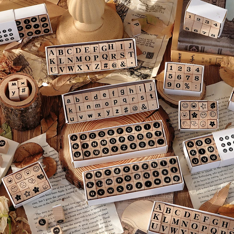 

Number Letter Wood Stamps Vintage Wooden Rubber Letter Number Symbol Stamp Set For Card Making Planner Scrapbooking