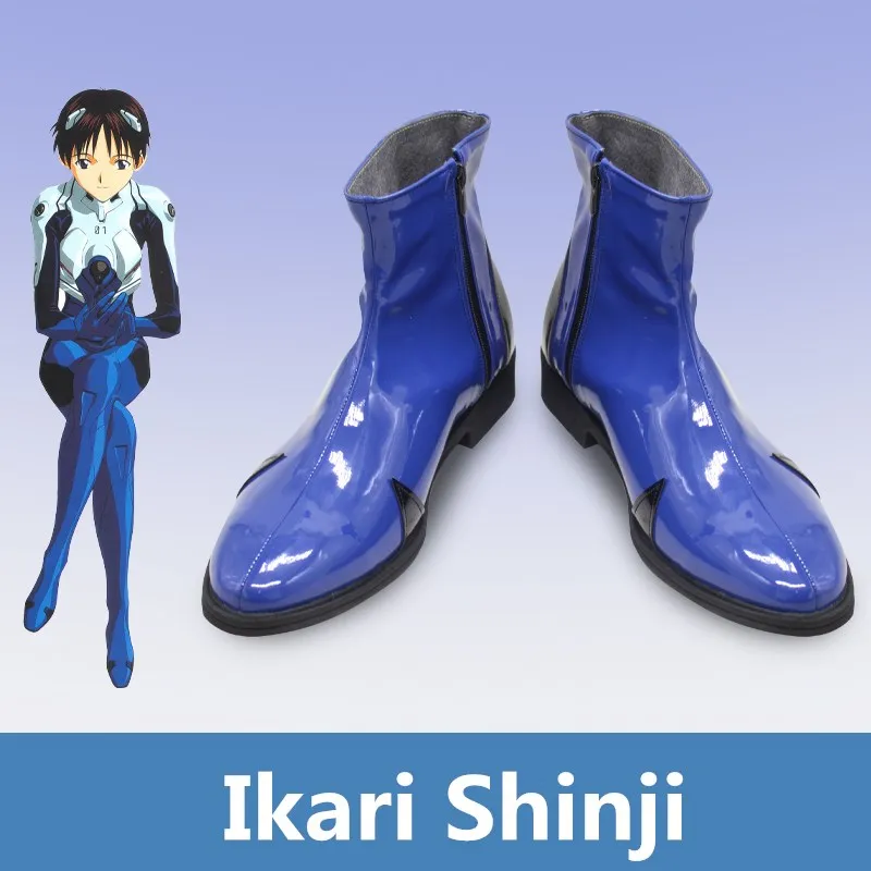 

JP Anime EVA 01 Shogoki Ikari Shinji Cosplay синяя обувь из искусственной кожи