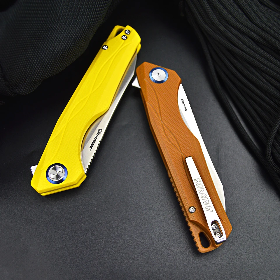 Охотничий складной нож Harnds Harvest Sandvik 14C28N Стальной походный с карманным зажимом и