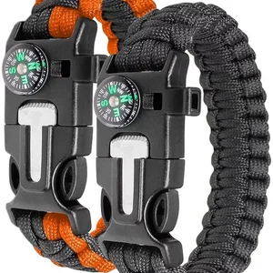Imported emergency umbrella rope multi-functional bracelet field survival escape tactics fire compass seven-c