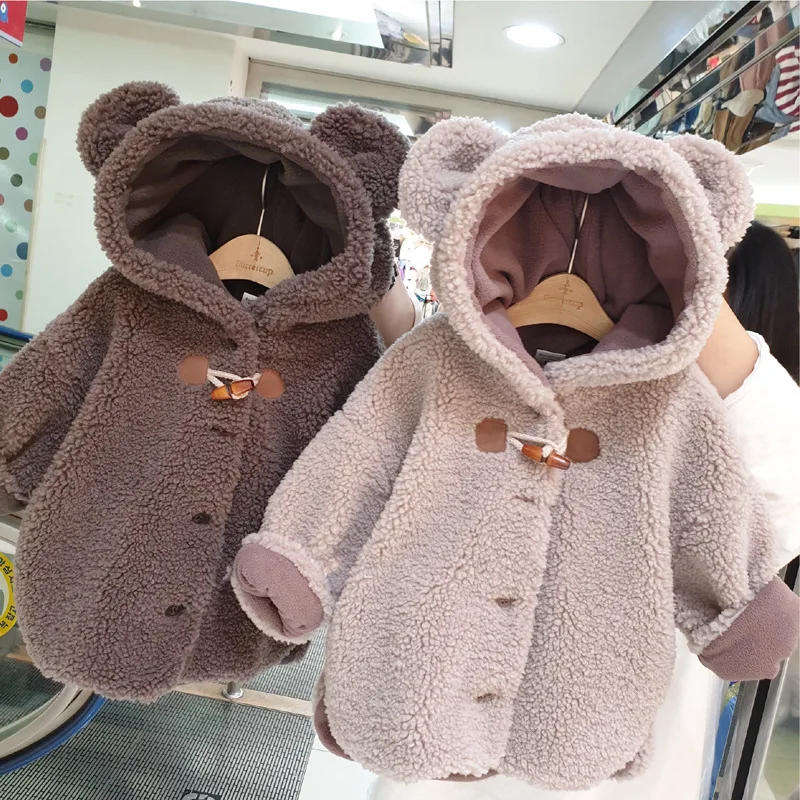 

Girls Kids Coat Jacket Overcoat Cotton 2022 Coffee Warm Thicken Velvet Winter Sports Teenager Plus Size Children's Clothing
