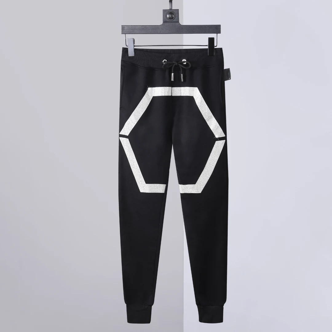 

2023 Pants Men Printed Hot Diamond Milan Fashion Hip Hop Cotton Spring and Autumn Skinny Black Pants pantalones hombre Luxury
