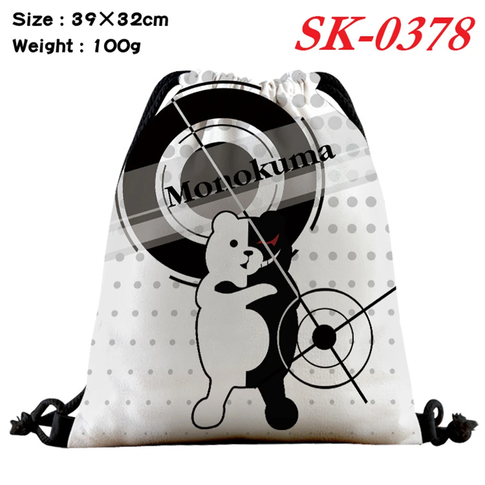 

Anime Danganronpa Drawstring Bag Canvas Shoulders Bag Casual Beachbag Print Storage Bag Travel Shoes Pouch Boys Girls Backpack