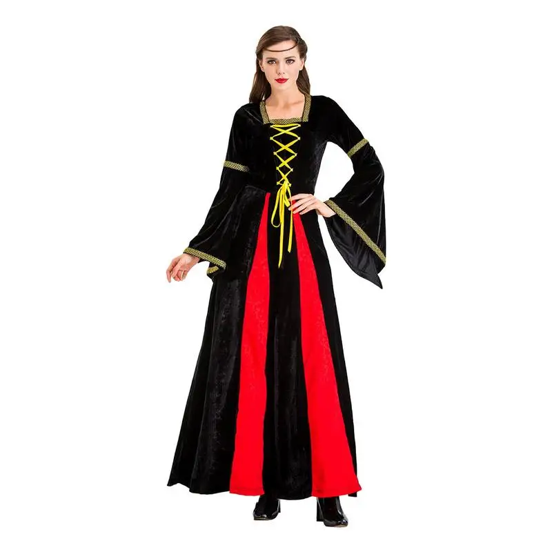 

Halloween Dresses For Women Long Sleeve Retro British Court Queen Dress Halloween Party Carnival Costume Cosplay Stage