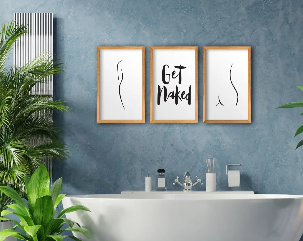 

BK Home Bathroom 3'lü Handmade Wood Framed Tablo-4