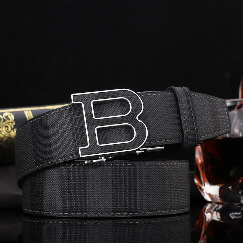 Men's High Quality Letter Automatic Buckle B Buckle Belt For Men Brand Genuine Leather Designer Canvas Male Belt Casual