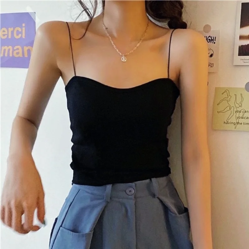 

Майка женская хлопковая без рукавов, модный топ-бюстье без подкладки, бандо, укороченный топ, бесшовный Бралетт, на лето