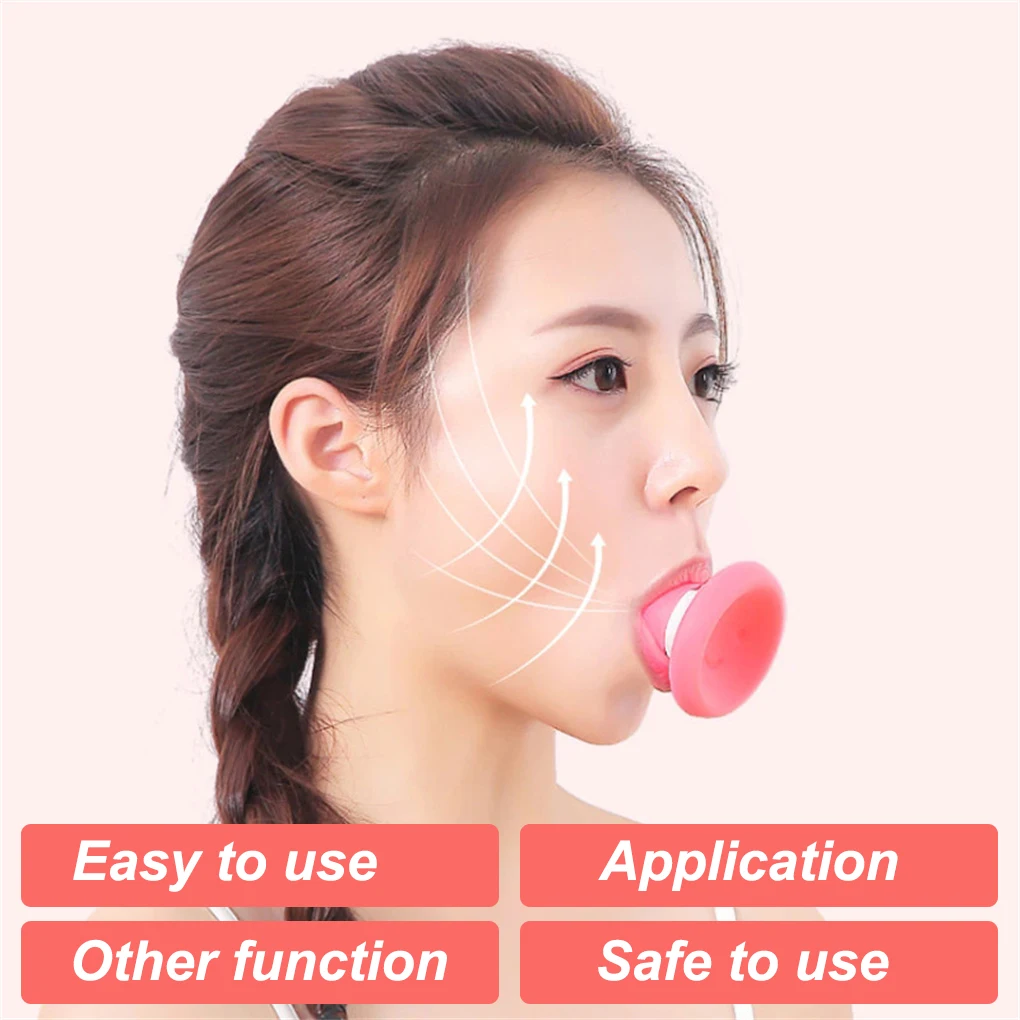 

1pc Pink Face Lift Exerciser Facial Skin Slimming Firming V Shape Exerciser Beauty Face Chin Skin Lifting Mouth Exercise Tools