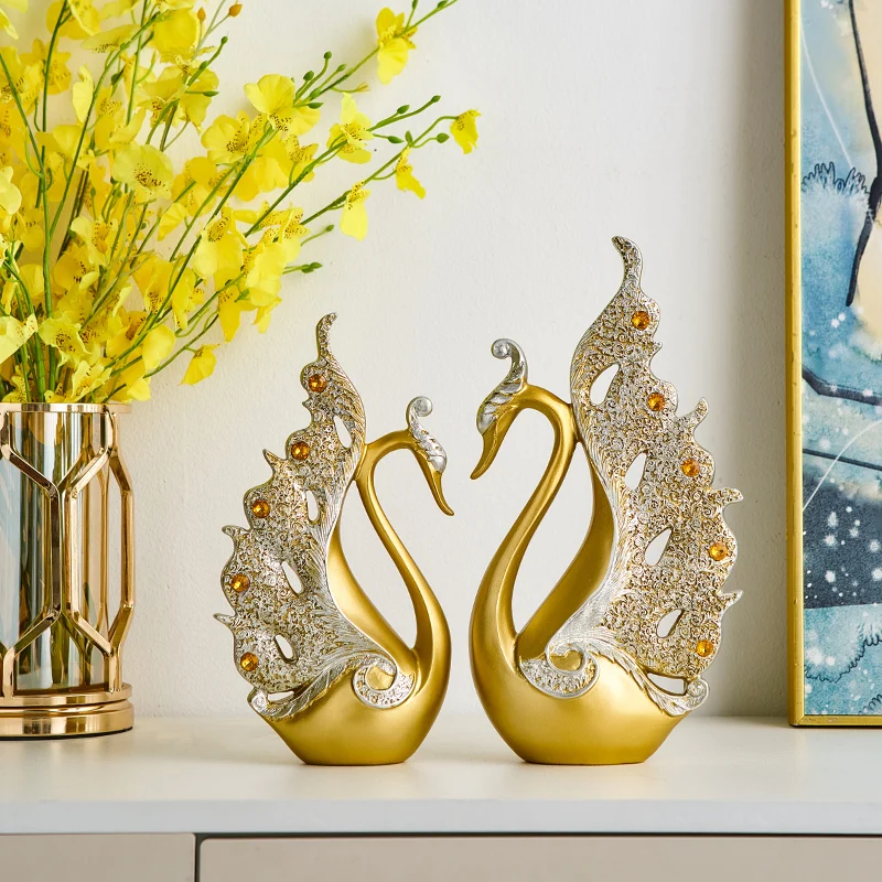 

A Couple of Swan Statues Animal Figurine Resin Statue Desk Decoration Living Room Decoration Home Decorations Wedding Gift